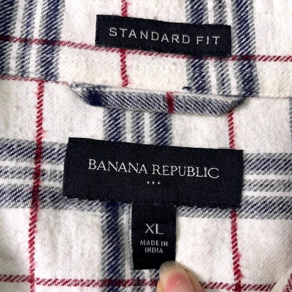 Banana Republic Flannel Shirt Mens XL Multicolor Plaid Standard Fit Button Up